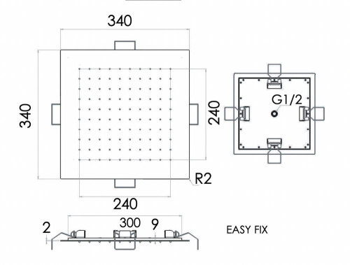 Верхний душ потолочный 34 см Remer 357EFS34