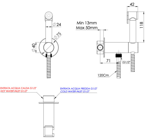 Гигиенический душ Remer X Style X61PWDO, золото глянцевое
