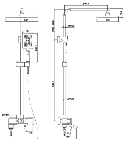 Душевая система Vivi Felice 1060 Nichel