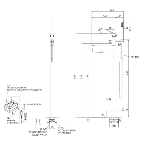 Смеситель для ванны Remer Absolute AU08VO, бронза