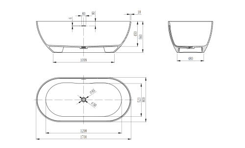 Ванна из искусственного камня Vincea VBT-4S04MW