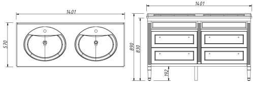 Тумба напольная Caprigo Albion 140 10328-B023