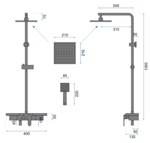 Душевая система Rea Bravo Black P0636
