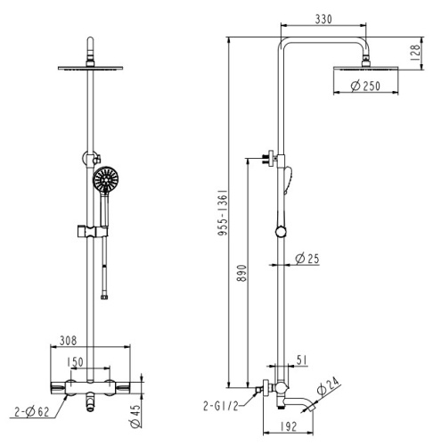 Душевая система Nemo Round NM-9012BN brush nickel