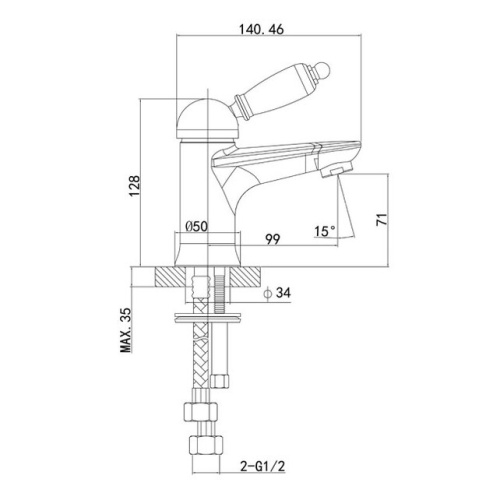 Смеситель для умывальника Caprigo Adria-uno 02-522-CRM