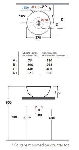 Умывальник Globo T-edge B6T37AR