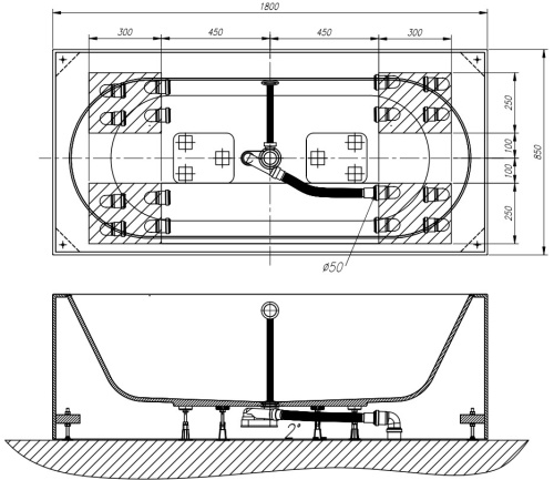 Ванна из искусственного камня Kolpa-San Atys FS 180x85