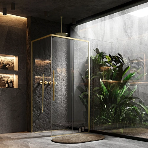 Душевой уголок Rea Solar Brush Gold 120x90 K9511