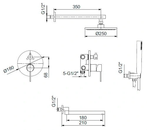 Душевая система Ahti Polar circle PC405318