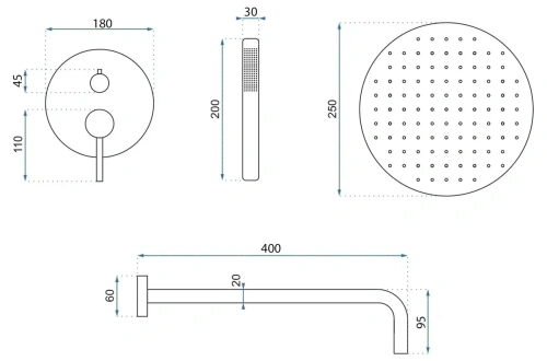 Душевая система Rea Argon gold P6538