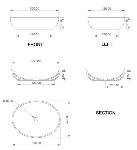 Умывальник GSG Ceramic Design Easy EALAVOV55003