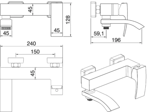 Смеситель для ванны Vivi Felice 1040 B CROMO BIANCO