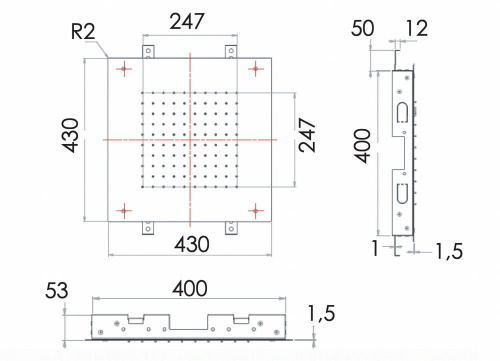 Верхний душ потолочный 43 см Remer 357SFS43