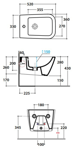Биде подвесное Globo STONE STS10AT