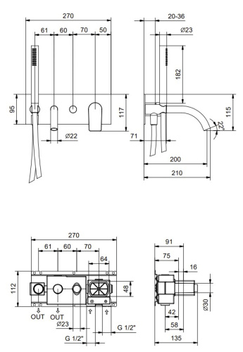 Смеситель для ванны Fantini Myo 6113V621B