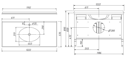 Тумба напольная Caprigo Albion 120 10320-B017