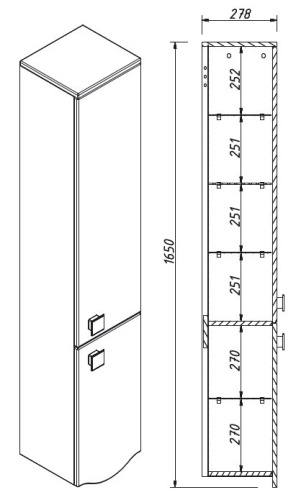 Пенал подвесной Caprigo Nokturn 1352R-SF025