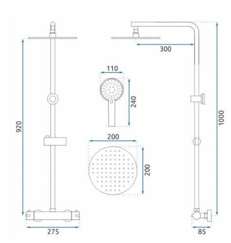 Душевая система Rea Bliss Chrome P8805
