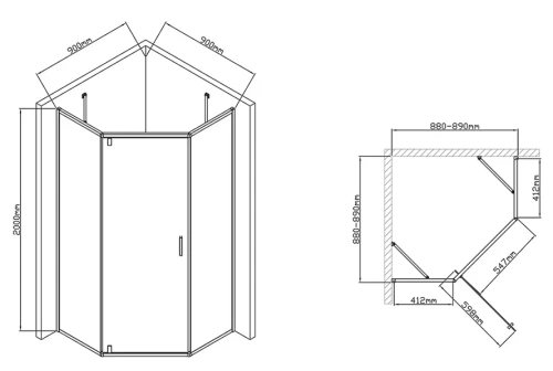 Душевой уголок Vincea Slim-U VSP-2SU900CLB