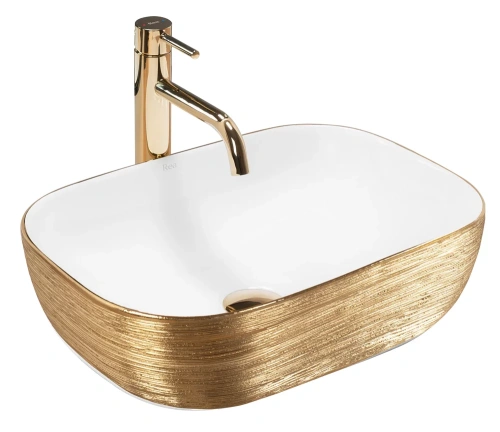 Умывальник Rea Belinda gold matt white U7422