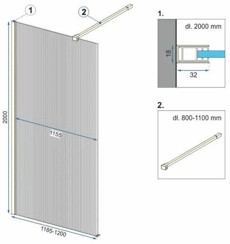 Душевая стенка Rea Aero Intimo gold matt 120x200 K4127