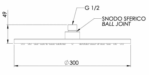Верхний душ с шарнирным соединением 30 см Remer 359MM30BGX, золото брашированное