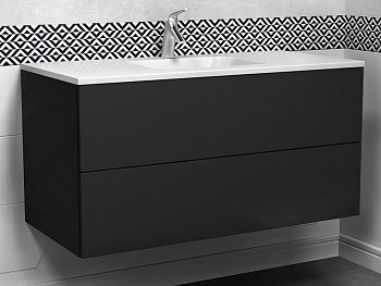 Тумба подвесная Vela Бланка 100П черный матовый (открывание нажатием) TU270743