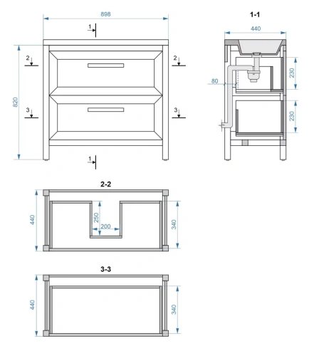 Тумба напольная Vela Фаворит массив 90Н (орех) TU671061
