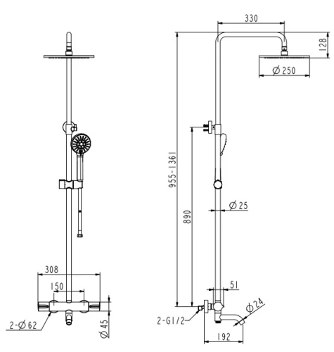 Душевая система Nemo Round NM-9012BG brush gold