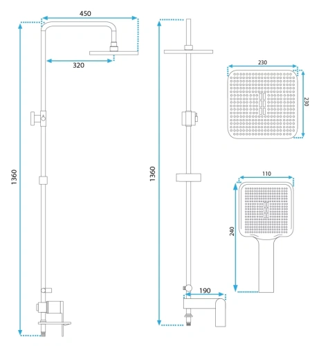 Душевая система Rea Storm tytan P9534