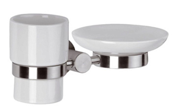 Стакан с мыльницей Remer Minimal INOX Mi17INOXCR, нержавеющая сталь