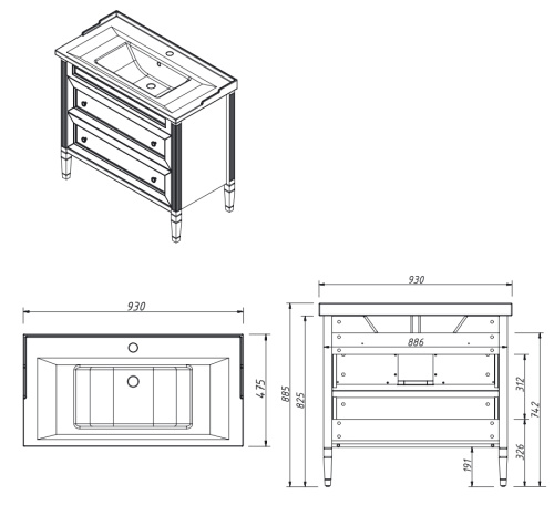 Тумба напольная Caprigo Albion Concept 90 34018-TP811