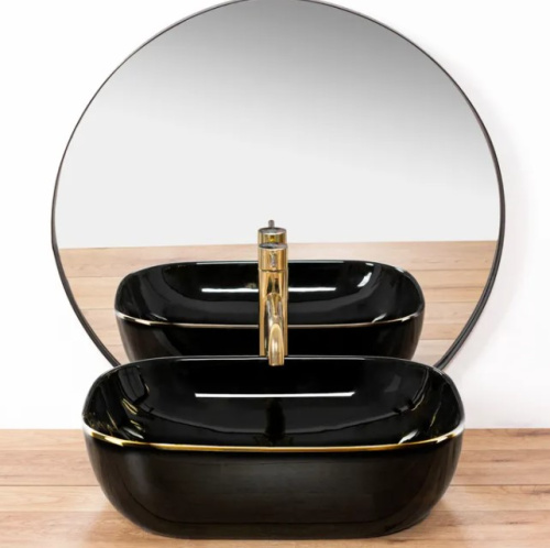 Умывальник Rea Belinda Black Gold Edge U8796