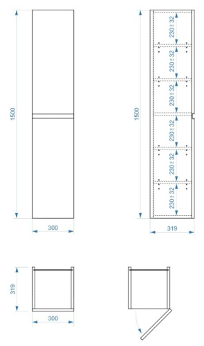 Пенал подвесной Vela Мира 30П (двери) петли правые RS623482