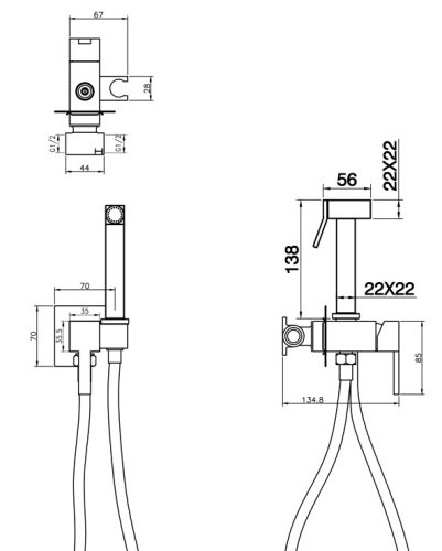 Гигиенический душ Vivi Felice 3515 Nero opaco